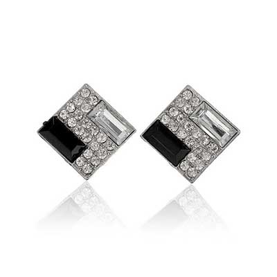 Square Rhinestone Alloy Stud Earrings